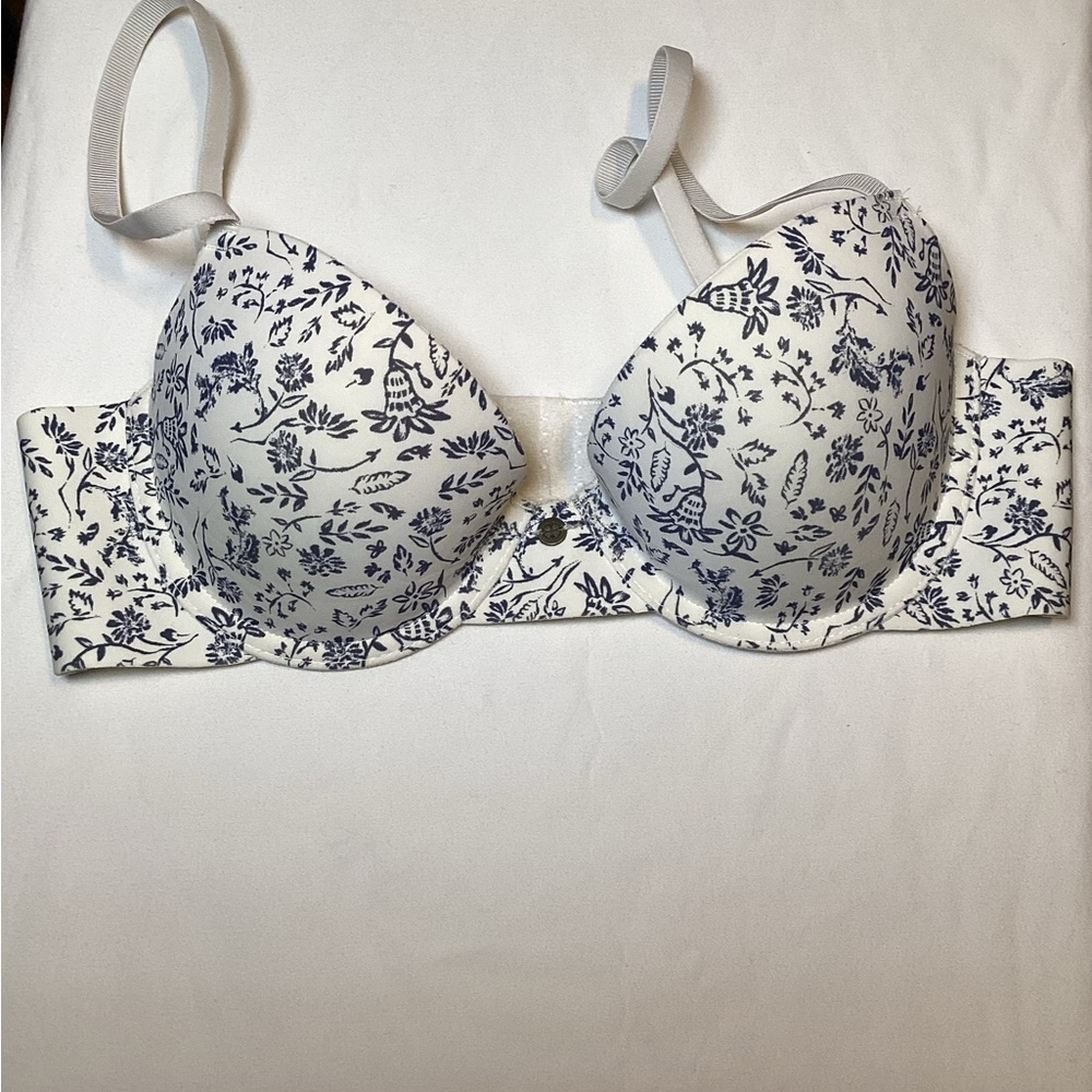 Lucky Brand Floral Print Padded Underwire Bra - White and Blue 34B
